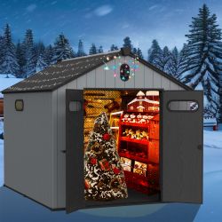 8*10ft plastic storage shed for backyard garden big spire Tool storage