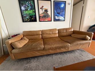 86.5” West Elm Leather Couch