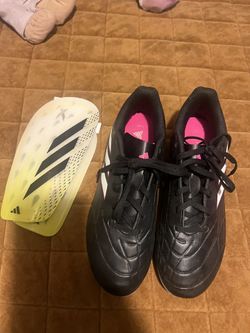 Women’s Size 8 Adidas Cleats And Shin Guards