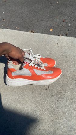 Pradas orange white size 7