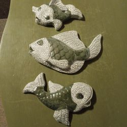 Set of 3 Ceramic Fish Wall Decor