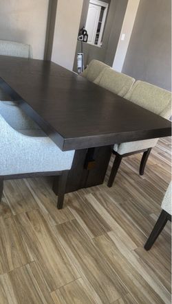 Dark Wood Rectangular Dining Table and server
