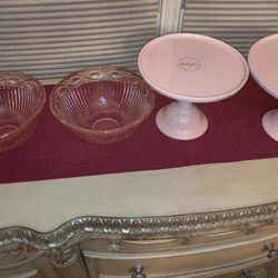 Excellent Bundle Pink Cake Stand, Bowls and Floral 