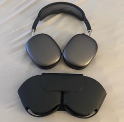 Apple headphones, black and silver