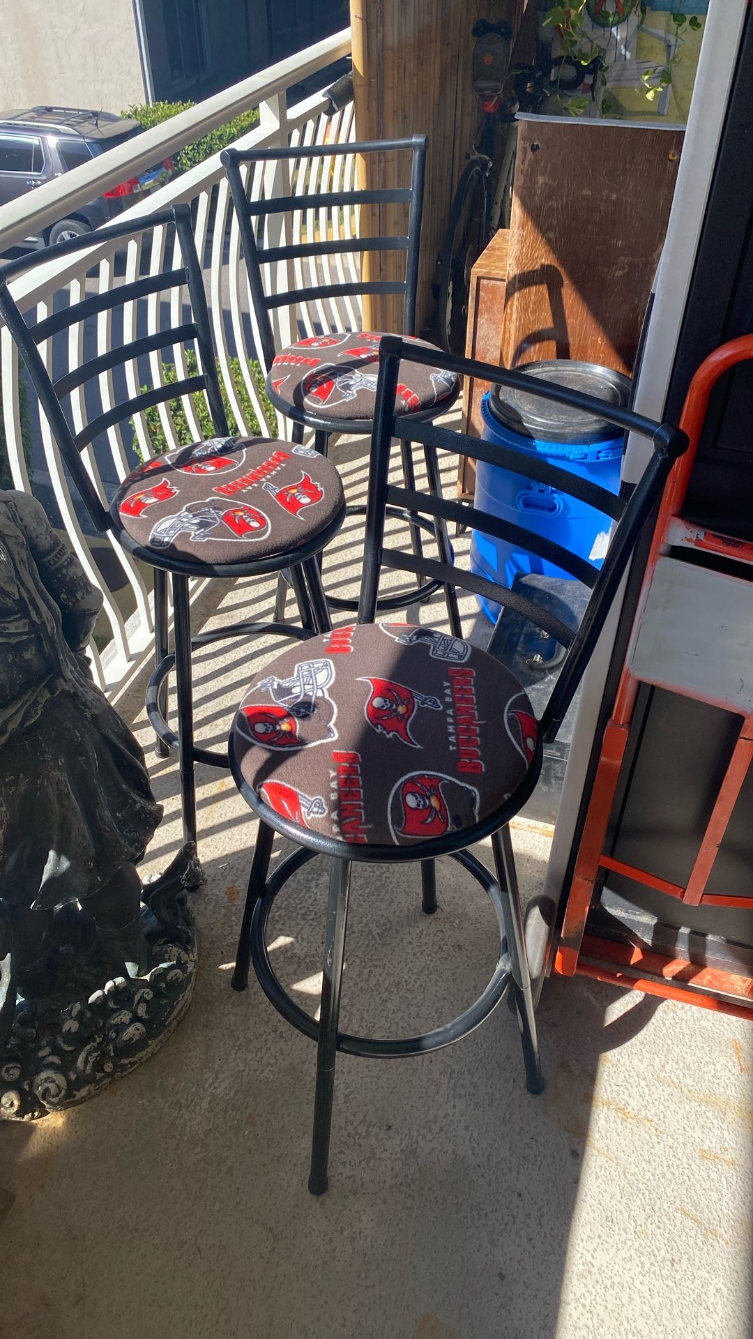 3 High Back Swivel Buccaneers Bar Stools