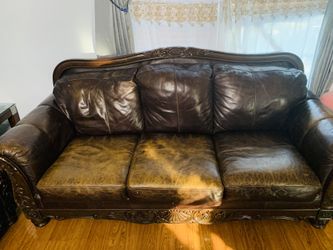 Wood and real leather