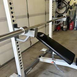 Fitness Gear Olympic Adjustable Bench, Curl Station And Olympic Barbell 