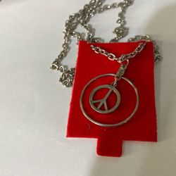 Hoop Peace Dangle Necklace 