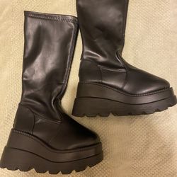 Knee Length Leather Boots