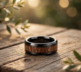 New Mens Stainless Steel Ring Black - Brown with - Size 9 10 12 13