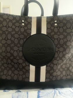 Coach Signature Tote Bag with Stripe Detail