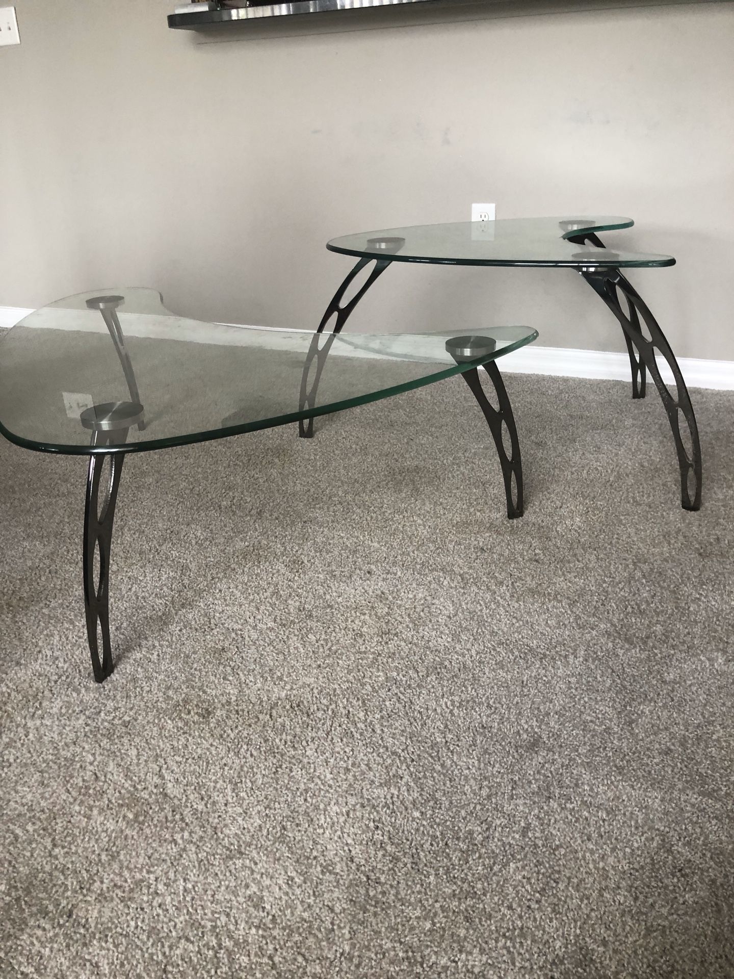 Glass coffee and matching end table