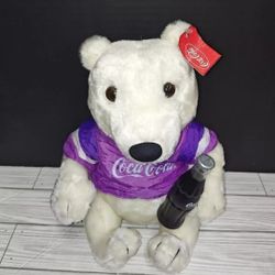 Play By Play Coca Cola Polar Bear In Purple Jersey Plush Collectible Toy 2001