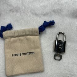 Silver LV Lock with Key and Bag 