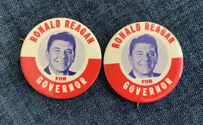 Vintage Ronald Reagan for Governor Campaign Pin -2 in total