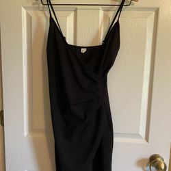 Asymmetrical Black Mini Dress 