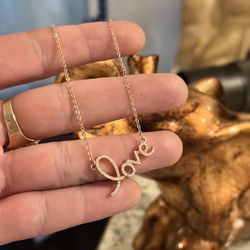 Beautiful 🤩!! Cz Love Necklace Set In Solid 925 Sterling Silver !