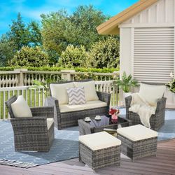 6 Piece Wicker Patio Furniture Set