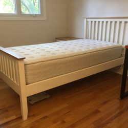 Dania Furniture Bedroom Set - Twin Bed, Nightstand, Desk, Bookshelf, Dresser, Mirror, and Mattress 