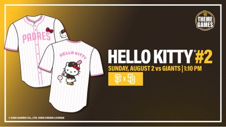 Padres Hello Kitty Jersey. Small, Medium, Large