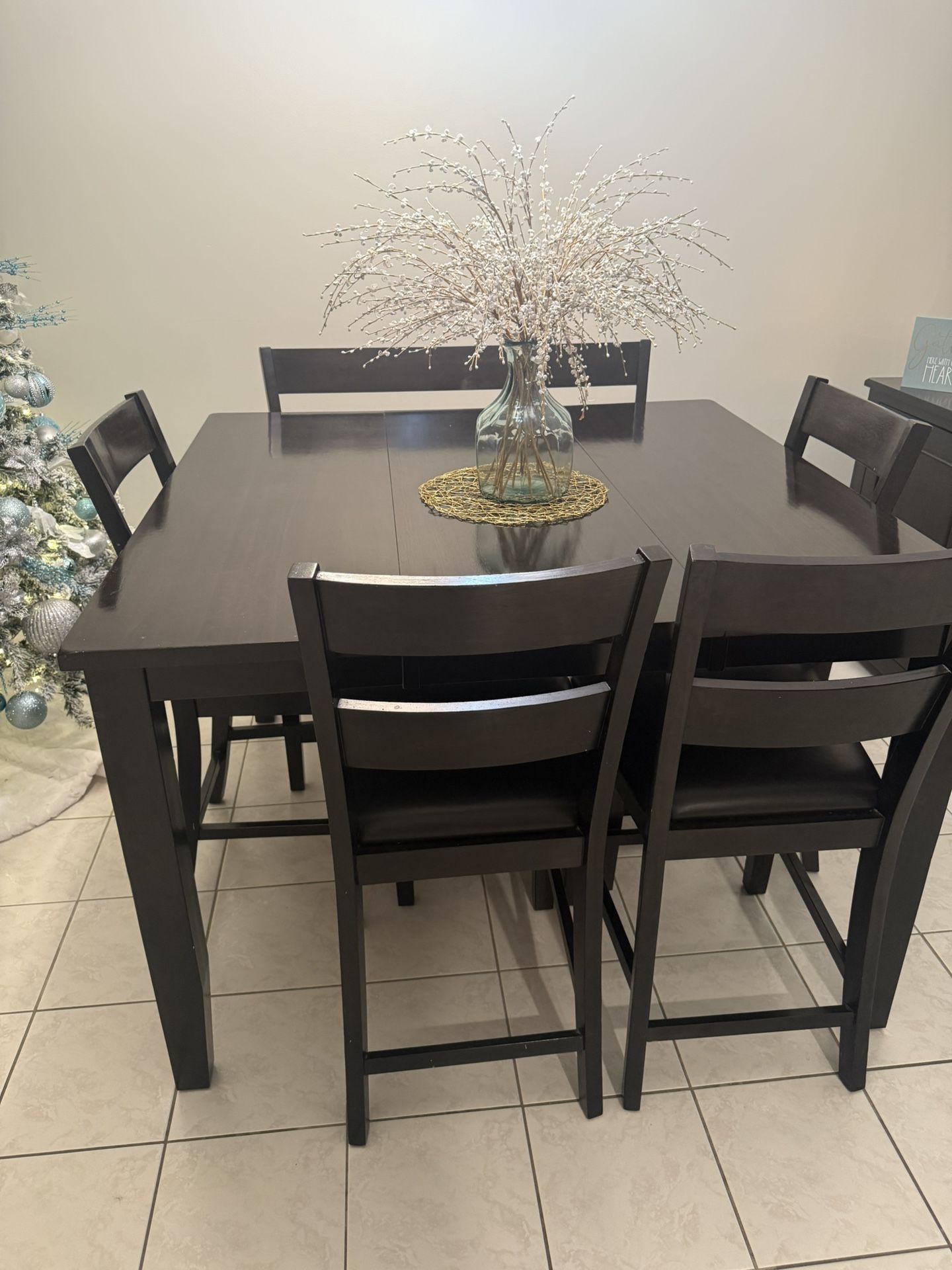 Bistro Dining Set w/ 4 Chairs And Bench and Server/Sideboard