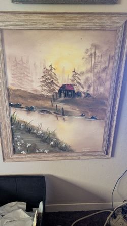 Framed Autumn Mountain Landscape Paintings (2)