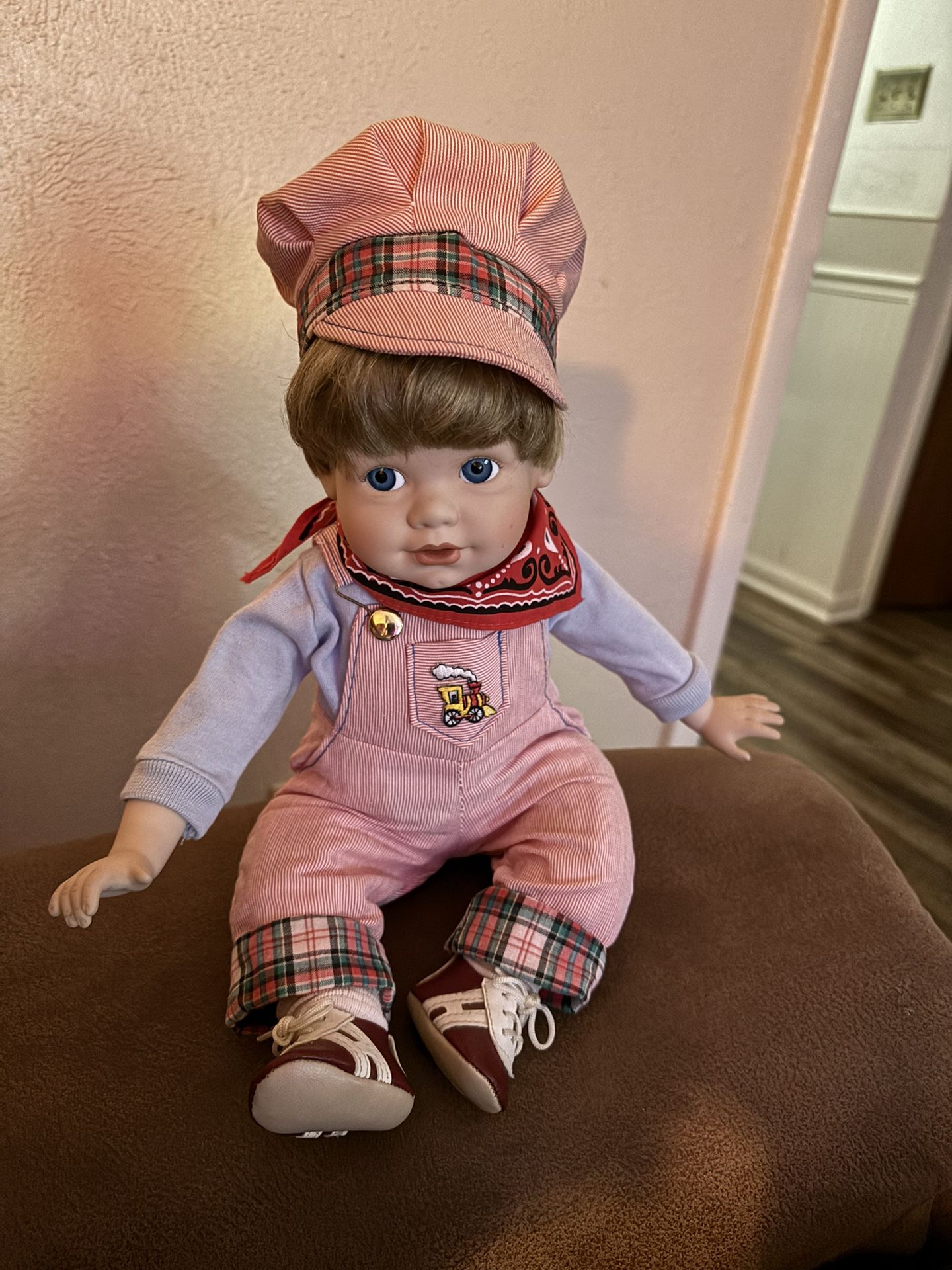 Vintage Danbury Mint Porcelain Baby Doll Jimmy Train