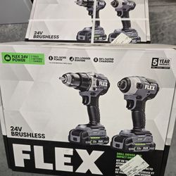 FLEX 24 volt 2-Tool Brushless Power Tool Combo Kit with Soft Case (2-Batteries and Charger Included)