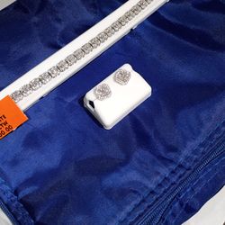 10.00 CTW Moissanite Bracelet 1.00CTW Earrings