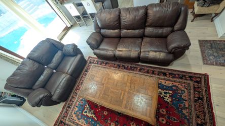 Reclining Leather Sofa and Love Seat