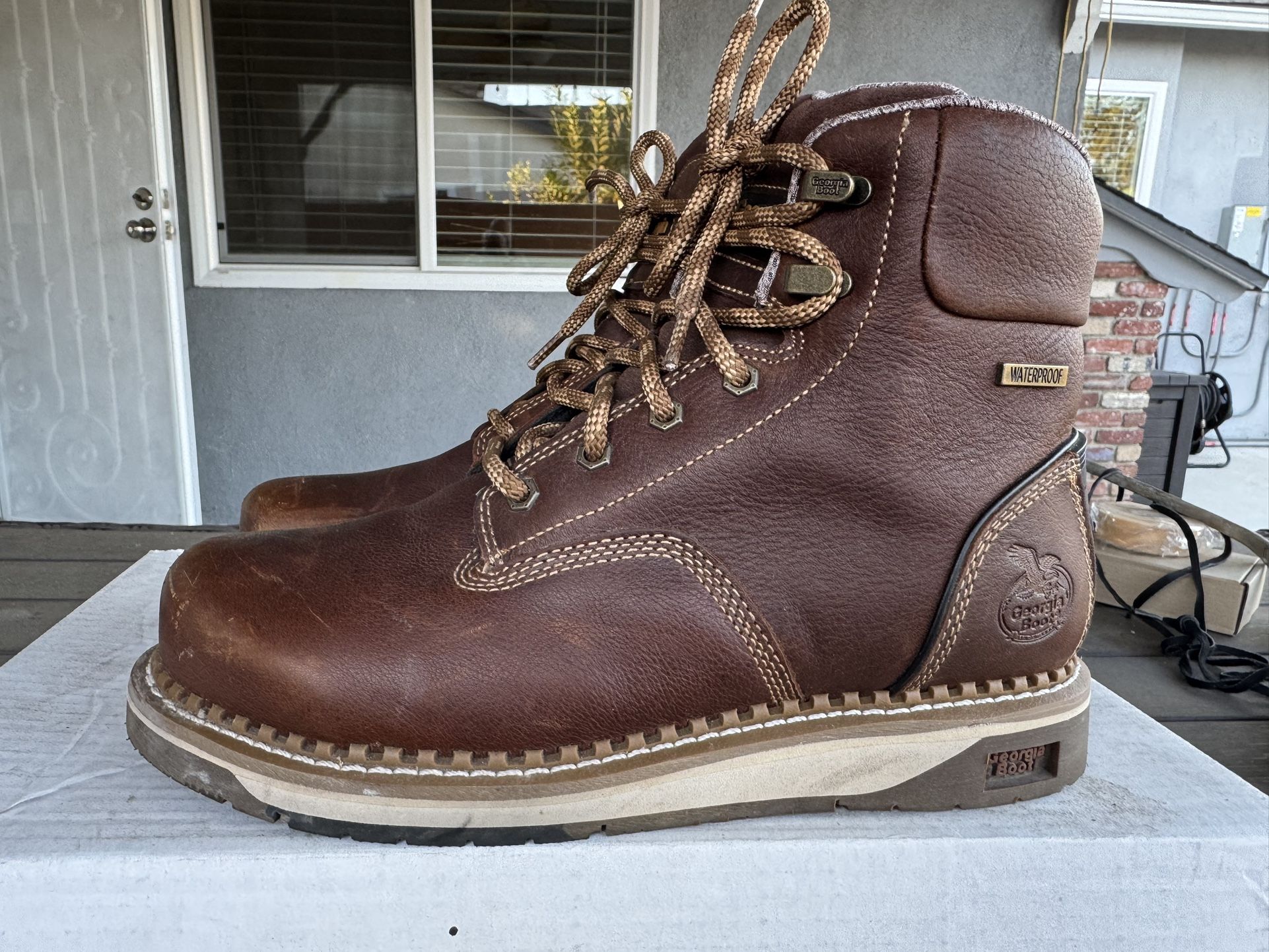 Georgia Boots Company AMP LT Wedge Steel Toe Waterproof Leather Work Boots Men’s Size 9