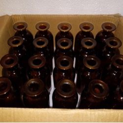 20pc Amber Glass Bud Vases 6 1/4" tall - New