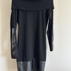 Say What Women’s Black Faux Leather Turtle Neck Dress