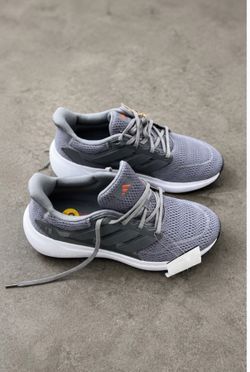 adidas Men's Gray White Mesh Lace Up Breathable Running Athletic Sneakers