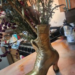 Vintage Women's Brass Boot Decor