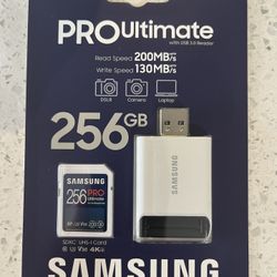 Samsung PRO Ultimate 256GB SD Card with USB 3.0 Reader - New in Package