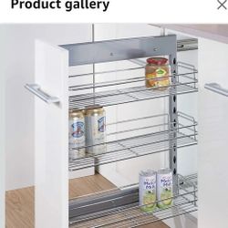 8x18.5x25.9 Inch Corner Cabinet Pull-Out Chrome 3-Tier Wire Basket Organizer Cabinet Spice Rack Shelves Full Pullout
