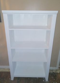 Tall White Wooden Bookcase For Sale 