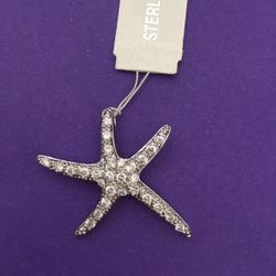 Sparkly CZ Sterling '925' Starfish Pendant