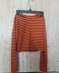 Halloween orange and black striped long sleeve blouse size large