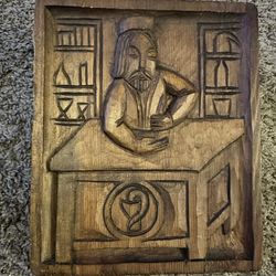 Vintage Wood Antique Decorative Art , Handmade Made In Spain