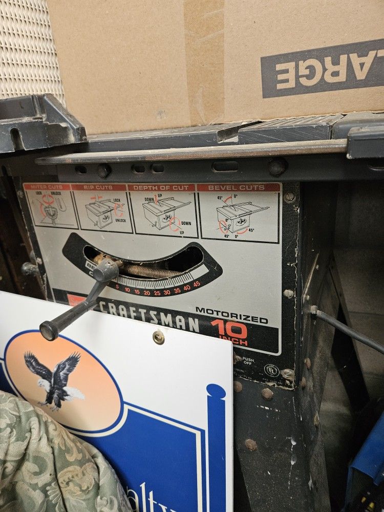 SEARS Craftsman 10" 2-HP Table Saw. Used, $180.