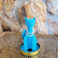 1960s MaxFactor Turquoise Perfume Display Cat