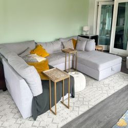 Delivery Available! Gray Sectional Couch Sofa Chaise Foot Rest Ottoman