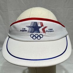 Vintage 1984 Los Angeles Olympic Games LA84 Visor Hat USA Olympic Rings Cap NEW
