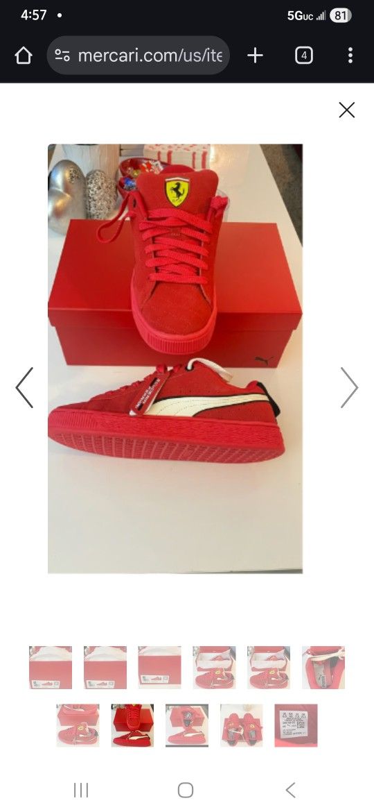 PUMA x Ferrari Suede Lace-Up Skate Sneakers