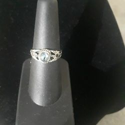 Sterling Silver Abalone Ring Sz 7   7mm