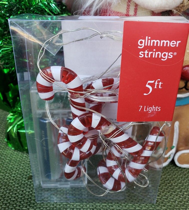 Christmas Candy Canes Glimmer Strings 5 feet 7 Lights