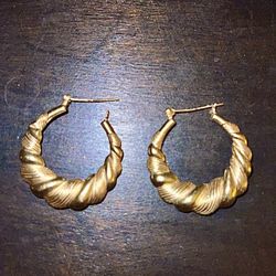 14K Gold hollow Hoops $150  1.5HX1W