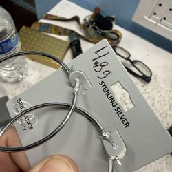 Silver Hoops Earrings Valentines Gift 